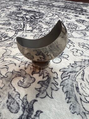 Sleek Silver Crescent Metal Vase